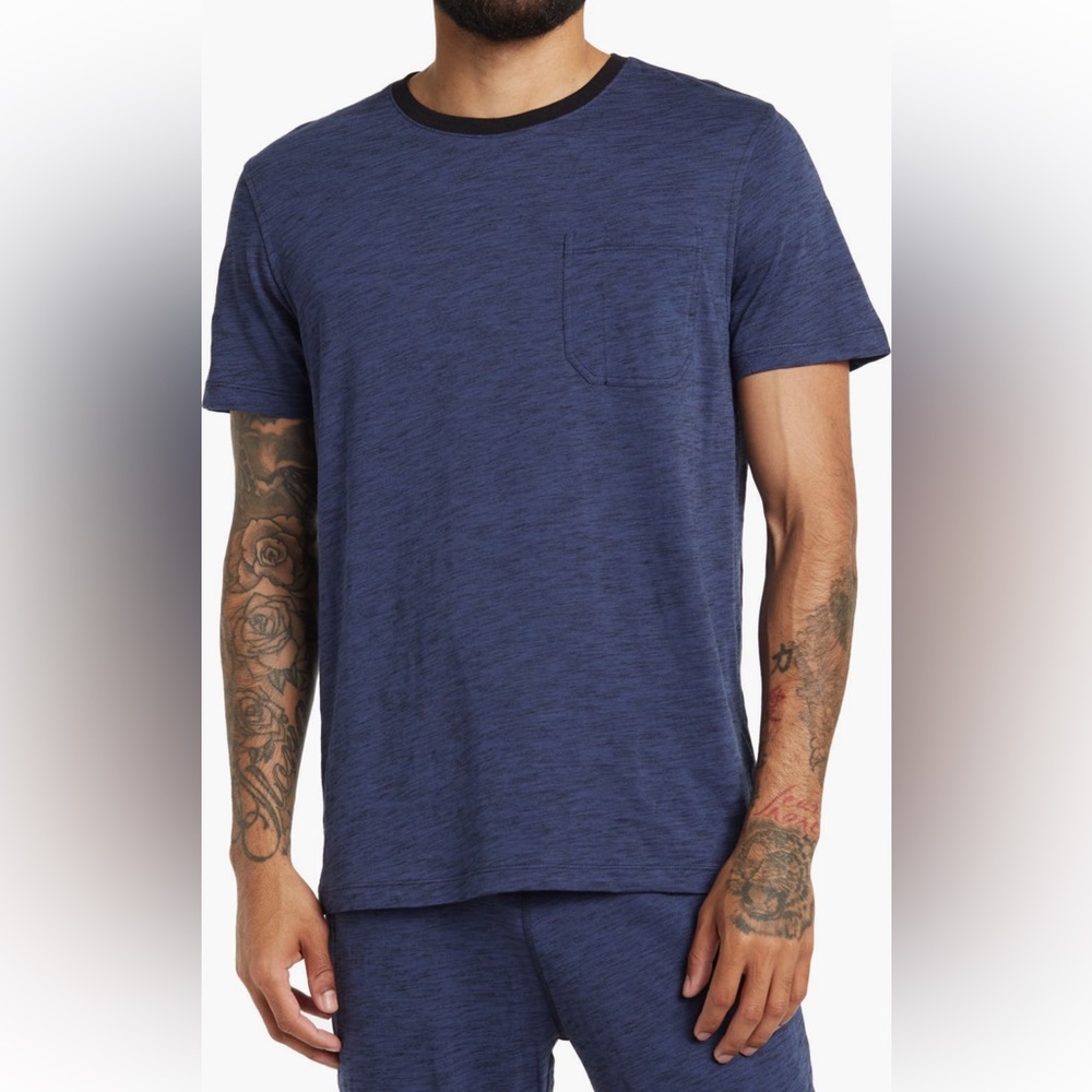 Daniel Buchler Space Dye Crew Neck Shirt | Size:S/P, Navy/Black